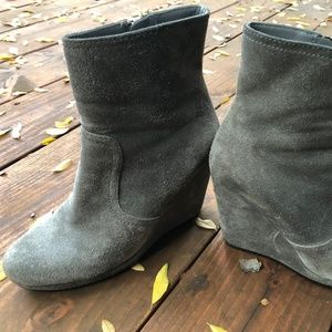 Womens Prada Gray Wedge Boots Size 37
